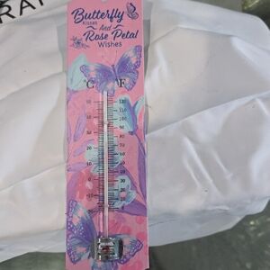 Butterfly and Rose Petal Thermometer